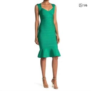 Herve Leger Vibrant Green Midi Dress